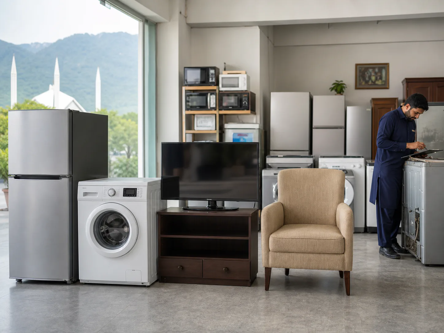Checked appliances, electronics and furniture ready for delivery