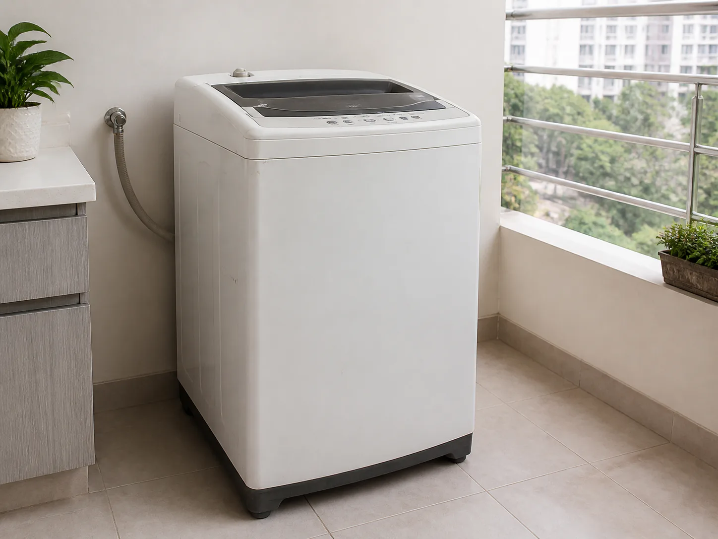 A well-maintained used washing machine with minor signs of use