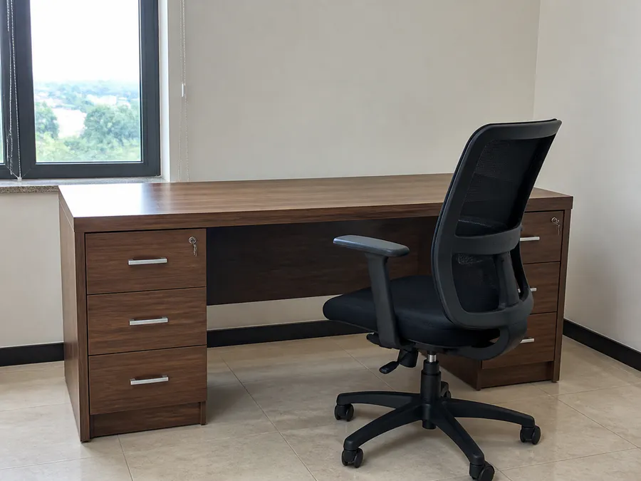 Office desk and ergonomic chair